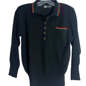 Karl Lagerfeld Black Polo with Blue Detail